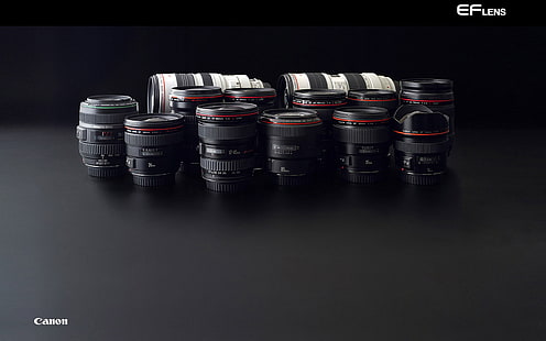 черный зум-объектив серии DSLR, техника, объектив, черный, Canon, объективы, серия L, HD обои HD wallpaper