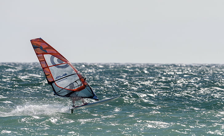 windsurfing, sea, sport, HD wallpaper
