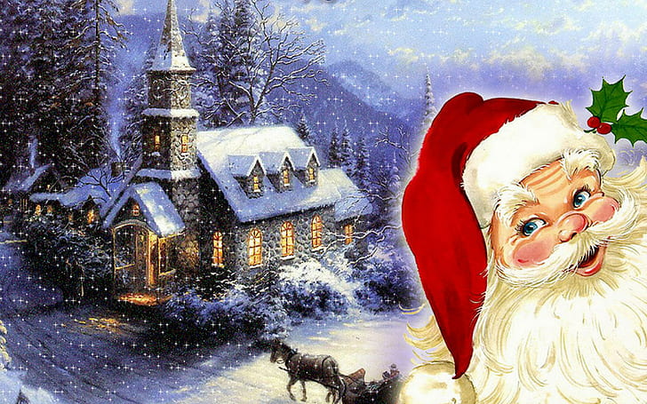휴일, 1920x1200, 산타, 클로스, 빨강, 귀여운, 메리, 크리스마스, HD 배경 화면