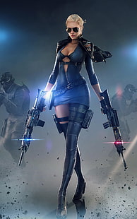 женщина, держащая две винтовки, цифровые обои, CrossFire, компьютерные игры, пистолет, женщины, цифровое искусство, видеоигры, девушки с оружием, HD обои HD wallpaper