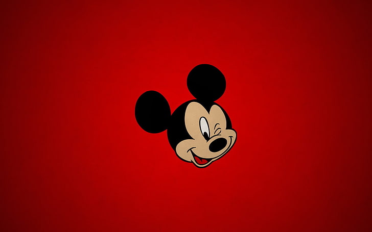 Myszka Miki czerwone tło, ilustracja Myszka Miki, kreskówki,, czerwony, rysunek, myszka miki, tło, Tapety HD