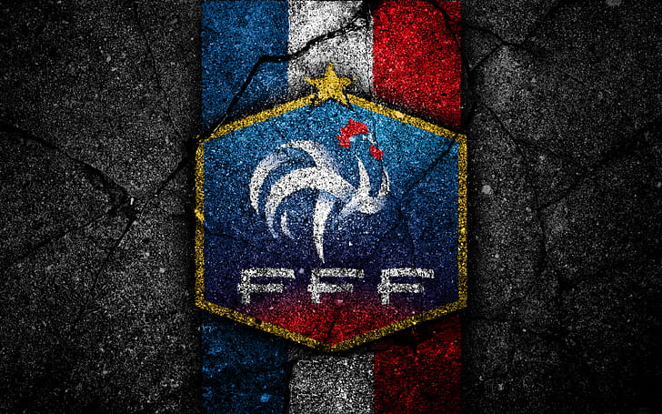 Piłka nożna, Reprezentacja Francji w piłce nożnej, godło, Francja, logo, Tapety HD