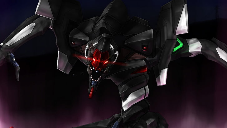 wallpaper digital robot hitam dan abu-abu, Neon Genesis Evangelion, hitam, EVA Unit 03, anime, Wallpaper HD