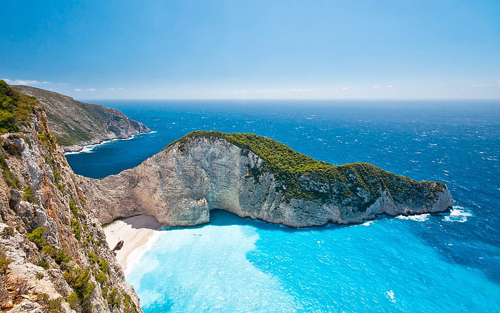 Grekiska Joniska öarna, hav, sommar, himmel, solljus, vacker natur, Grekland, Joniska öarna, Hav, sommar, himmel, solljus, vacker, landskap, HD tapet