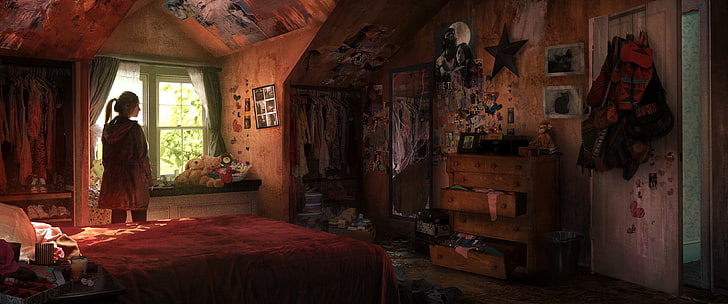 mulher em pé dentro da sala, The Last of Us, arte conceitual, videogames, HD papel de parede