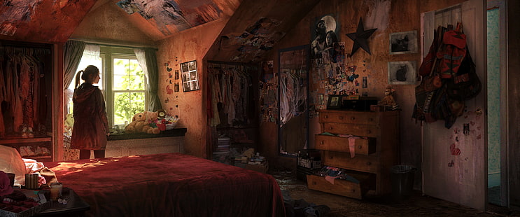 mulher em pé dentro da sala, The Last of Us, arte conceitual, videogames, HD papel de parede HD wallpaper