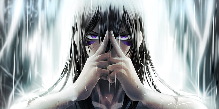 Anime, One-Punch Man, Black Hair, Purple Eyes, Rain, Sonic (One-Punch Man), HD wallpaper