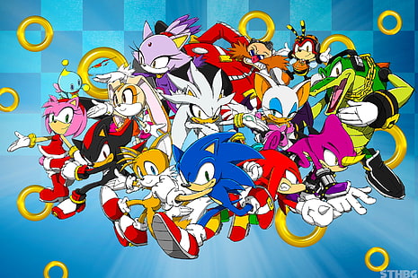 Sonic, Sonic the Hedgehog, Tails (character), Shadow the Hedgehog, Knuckles, HD wallpaper HD wallpaper