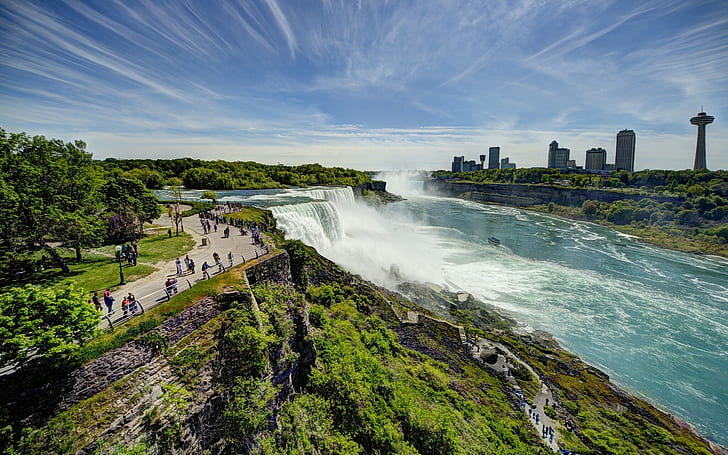 Ниагарский водопад, Нью-Йорк, Niagara Falls, Нью-Йорк, США, США, панорама, HD обои
