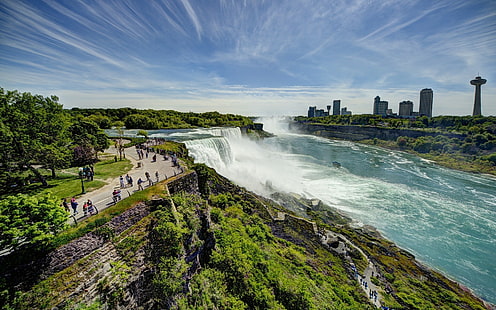 Niagara Falls, Nowy Jork, Niagara Falls, Nowy Jork, USA, Stany Zjednoczone, panorama, Tapety HD HD wallpaper