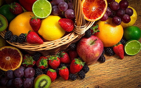 manojo de frutas variadas, comida, almuerzo, Fondo de pantalla HD HD wallpaper