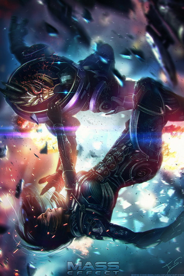 Mass Effect illustration, Mass Effect, videospel, garrus, Commander Shepard, realistisk, HD tapet, telefon tapet