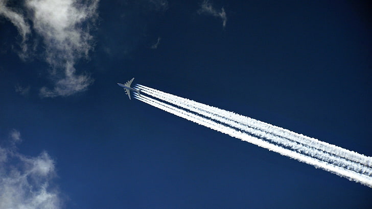 เครื่องบินสีเทา, ท้องฟ้า, เมฆ, เครื่องบิน, เที่ยวบิน, ปีก, เทรล, Mriya, The an-225, Cargo, Jet, Antonov, In The Air, Flies, Cossack, Ан225, มุมมองด้านล่าง, วอลล์เปเปอร์ HD