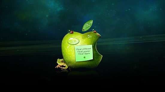 green Apple logo, green, apples, HD wallpaper HD wallpaper