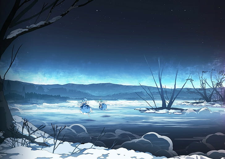 Manga, Schnee, Touhou, Cirno, HD-Hintergrundbild