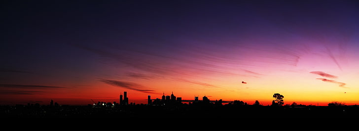 puesta de sol, paisaje, Melbourne, paisaje urbano, cielo, luz solar, Australia, Fondo de pantalla HD