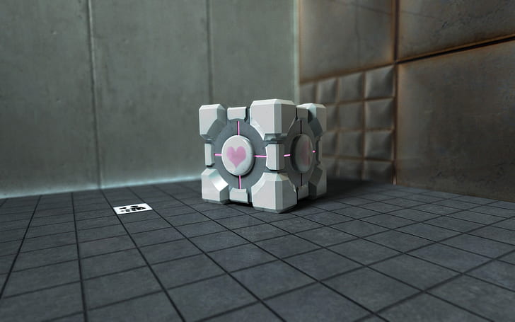 Portal HD Companion Cube, video game, portal, kubus, pendamping, Wallpaper HD