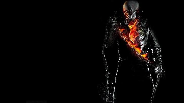 Ghost Rider, BACKGROUND, FIRE, BLACK, FLAME, CHAIN, GHOST RIDER, SKELETON,  HD wallpaper | Wallpaperbetter