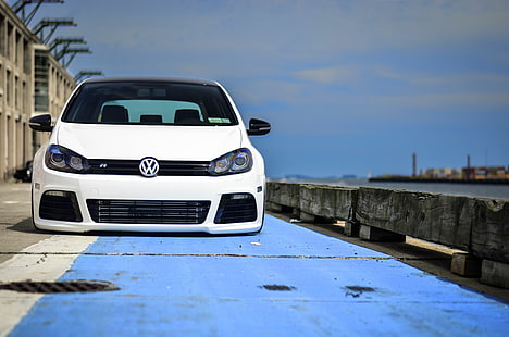 бял Volkswagen Golf хечбек, бял, тунинг, преди, Golf, Volkswagen, golf R, HD тапет HD wallpaper