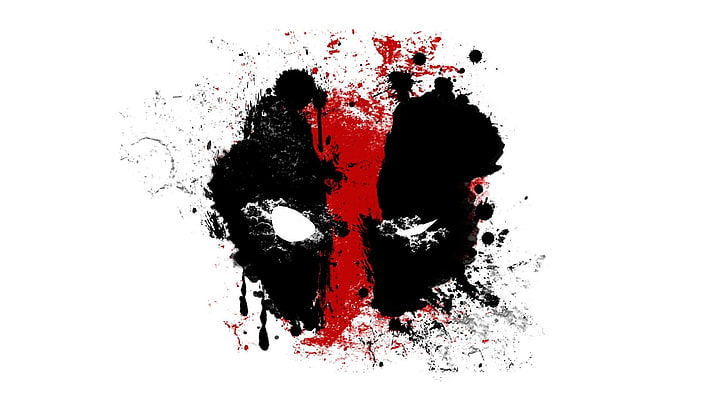 Deadpool боя стена изкуство, Deadpool, фен изкуство, живопис, черен, червен, пръски боя, HD тапет