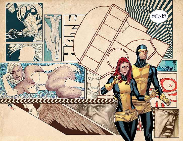 X-Men, X-Men: Battle Of The Atom, Angel (Marvel Comics), Belt, Corset, Cyclops (Marvel Comics), Emma Frost, Glove, Iceman (Marvel Comics), Kitty Pryde, Man, Storm (Marvel Comics), Wolverine, Woman, HD wallpaper