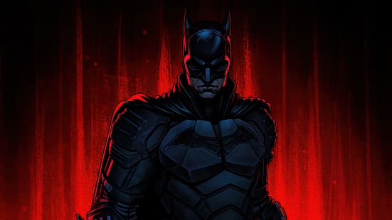 Батманът (2021), Батман, червен, 4K, супергерой, произведения на изкуството, ArtStation, HD тапет HD wallpaper