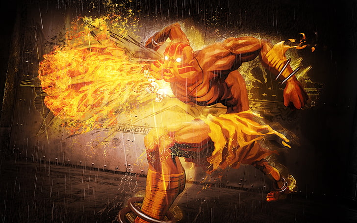 Dhalsim from Street Fighter illustration, street fighter x tekken, dhalsim, magic, fire, HD wallpaper