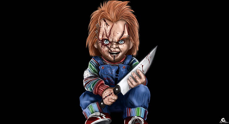 horor, Chucky, boneka, pisau, Wallpaper HD