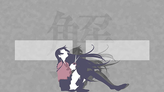Monogatari-serien, Senjougahara Hitagi, anime, animeflickor, skoluniform, HD tapet HD wallpaper