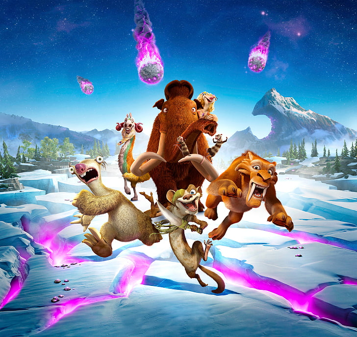 4K, Sid, Ice Age Collision Course, Brook, Diego, Manny, Buck, Animation, HD wallpaper