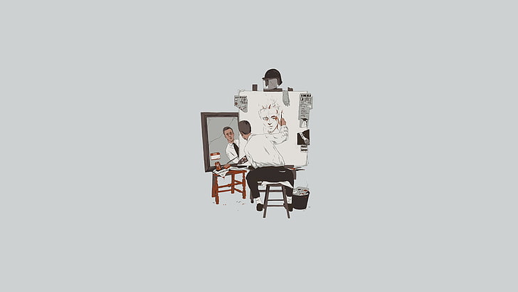 mężczyzna szkicujący twarz mężczyzny, potrójny autoportret, Podziemny krąg, Tyler Durden, Tapety HD