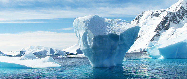 paisaje, iceberg, hielo, mar, nieve, Fondo de pantalla HD HD wallpaper
