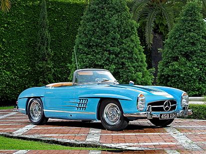1957 Mercedes Benz 300 Sl, เปิดประทุน, วินเทจ, เบนซ์, คลาสสิก, 300sl, 1957, โบราณ, Mercedes, รถยนต์, วอลล์เปเปอร์ HD HD wallpaper