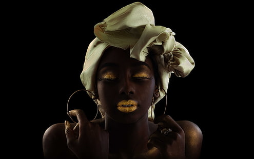 gadis, gaya, selendang, Afrika-Amerika, make-up, Wallpaper HD HD wallpaper