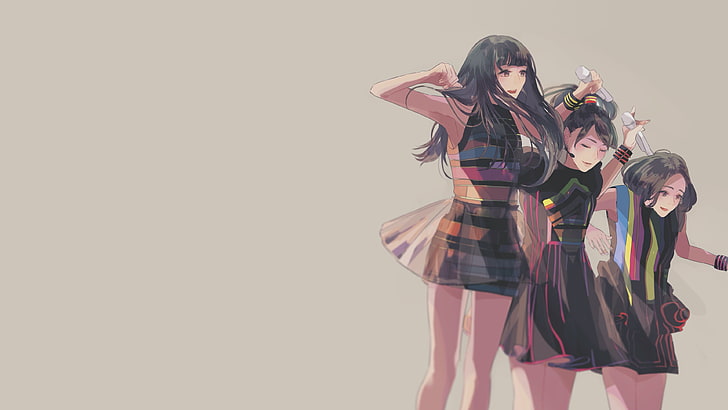 Drei Mädchen Anime Charakter Illustration, Anime, Parfüm (Band), A-Chan, Kashiyuka, Nocchi, J-Pop, einfachen Hintergrund, HD-Hintergrundbild