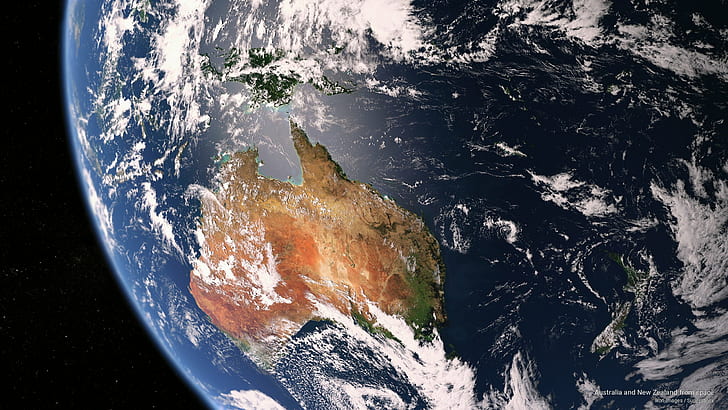 Австралия и Новая Зеландия из космоса, Космос, HD обои