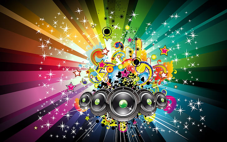 Kolorowy głośnik muzyczny, kolorowy, muzyka, głośnik, wektor i design, Tapety HD