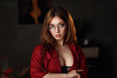  girl, glasses, Dmitry Arhar, HD wallpaper HD wallpaper