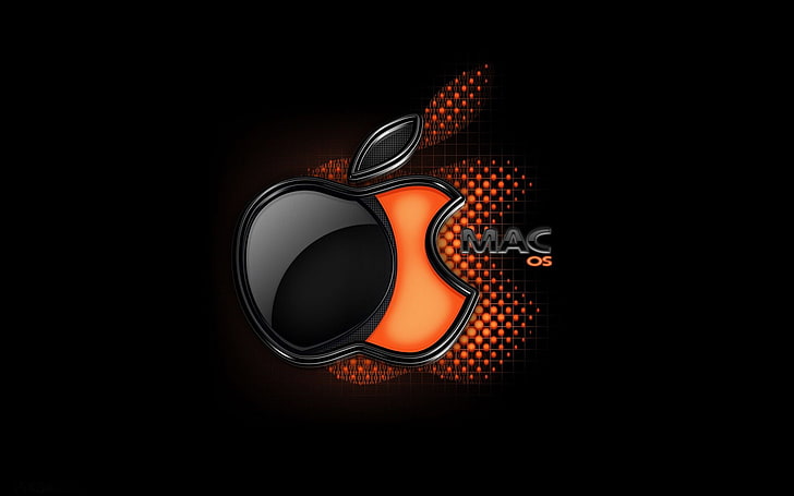 Apple Mac Os, лого на Mac OS, компютри, Apple, черно, компютър, операционна система, шафран, HD тапет