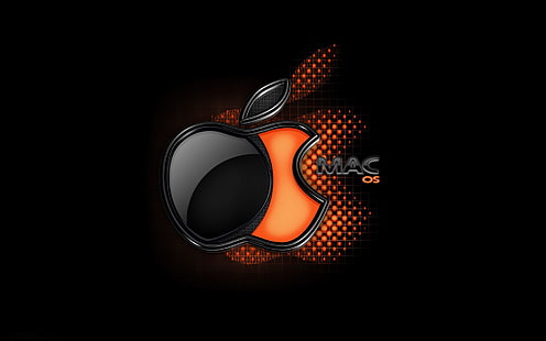 Apple Mac Os, logo Mac OS, komputery, Apple, czarny, komputer, system operacyjny, szafran, Tapety HD HD wallpaper