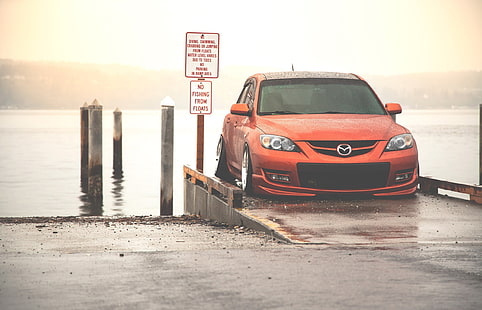 roter Mazda 3, Mazda, rot, Vorderansicht, HD-Hintergrundbild HD wallpaper