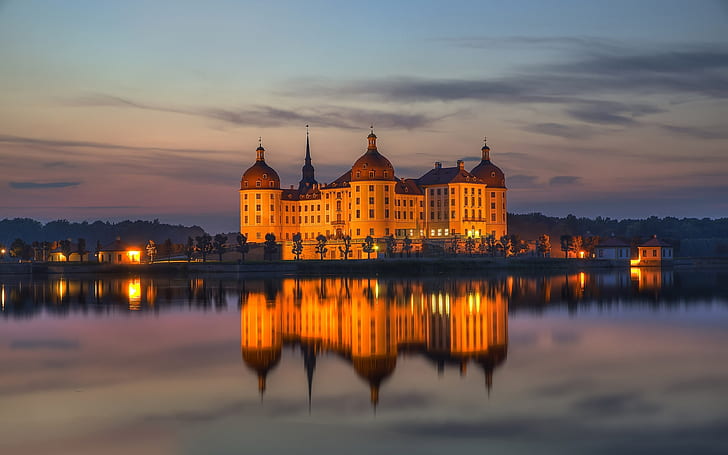 water, reflection, castle, Germany, Saxony, Moritzburg, Moritzburg Castle, HD wallpaper