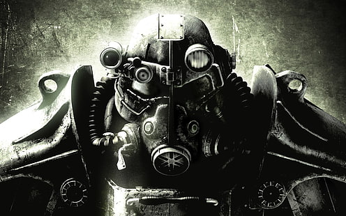 черен брониран мъж тапет, Fallout, видео игри, Fallout 3, HD тапет HD wallpaper