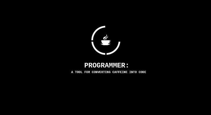 logotipo branco do programador, copo, ferramenta, cade, programador, HD papel de parede