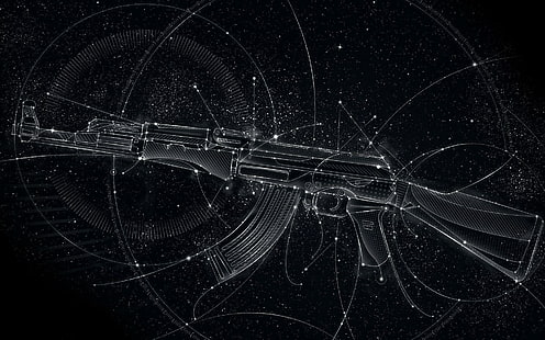 AK-47 ، رسم تخطيطي لبندقية هجومية ، فن رقمي ، 1920x1200 ، سلاح ، AK-47 ، كلاشينكوف، خلفية HD HD wallpaper