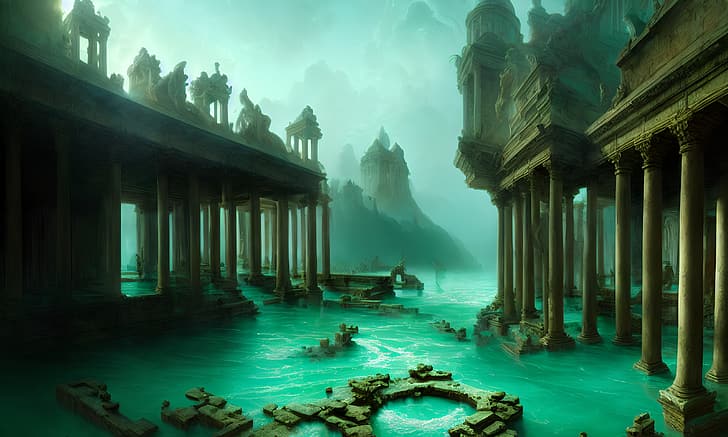 ancient, ruins, flood, HD wallpaper