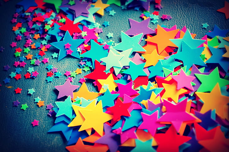 Estrelas de papel, estrelas coloridas, artesanato, HD papel de parede