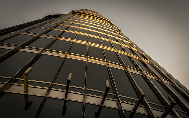 schwarzes und braunes Bettlaken, Architektur, Wolkenkratzer, Lichter, Dubai, HD-Hintergrundbild