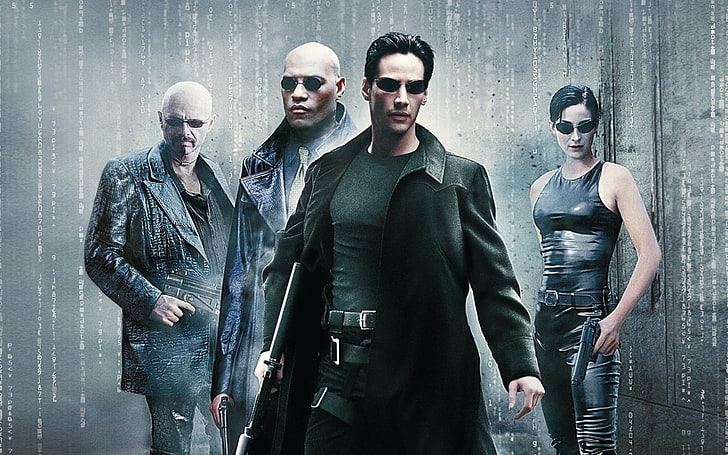 โปสเตอร์ The Matrix, The Matrix, ภาพยนตร์, Neo, Keanu Reeves, Morpheus, Carrie-Anne Moss, Laurence Fishburne, trinity (ภาพยนตร์), Cypher, Joe Pantoliano, วอลล์เปเปอร์ HD