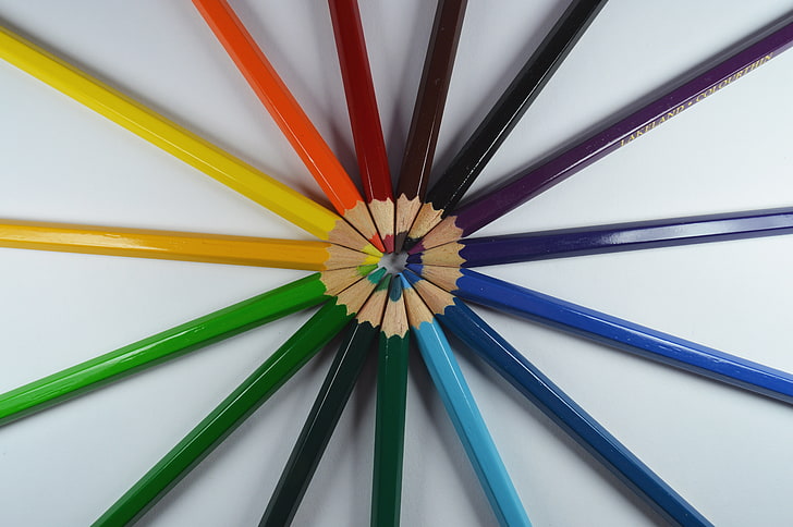 color pencils, colored pencils, colorful, sharpened, HD wallpaper